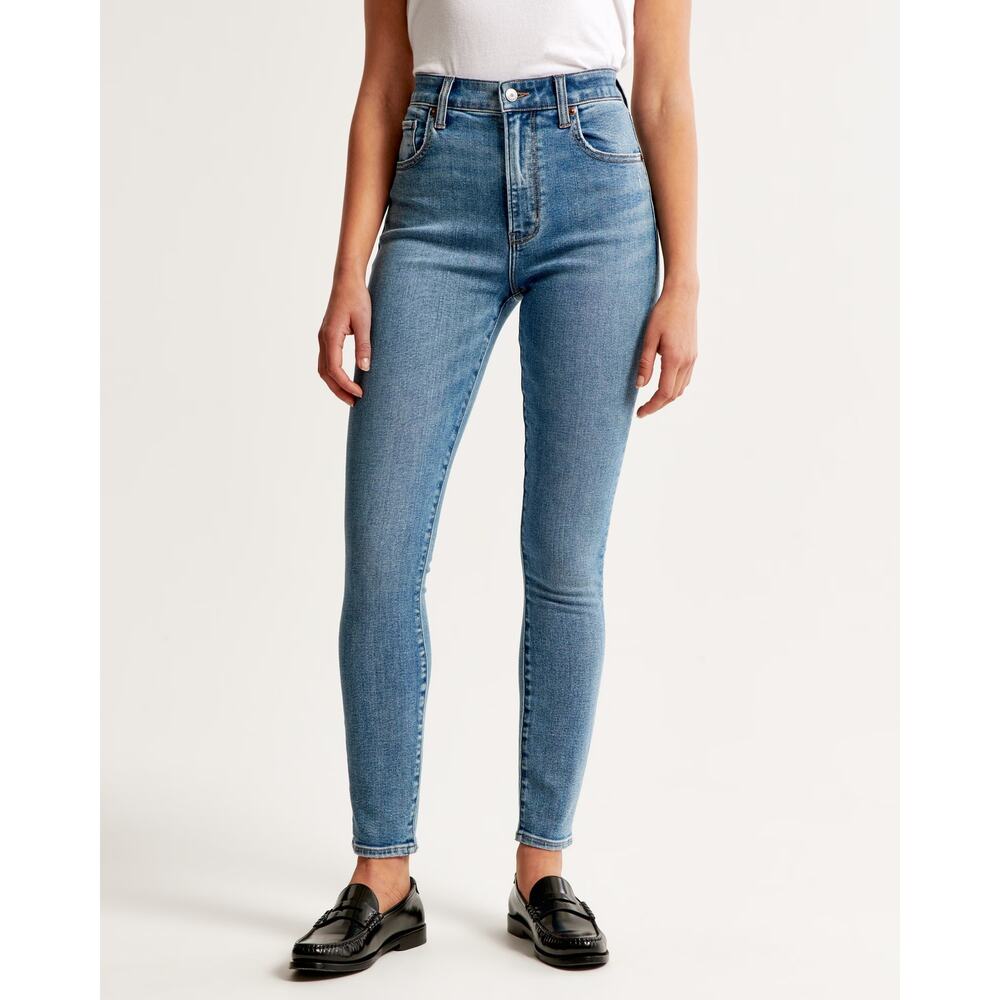 Abercrombie Jeans Womens 37/24R Blue Curve Love he Super Skinny Ankle High Rise